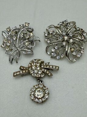 Vintage Rhinestone Brooch Set of 3